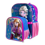 Set Mochila Y Lonchera Ruz Disney Frozen Elsa Y Anna Primaria Color Violeta