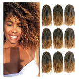 8 Pulgadas Corto Marlybob Crochet Pelo 9 Paquetes Rizado Cro