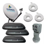 Kit 3 Receptor Digital Vx10 Vivensis - Antena Lnbf Cabo