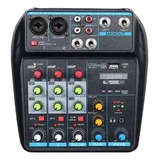 Mesa De Som Bt 4 Canais Usb Audio Mixer 48v Phantom Power