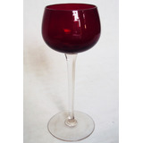 Taça Alta Para Vinho Em Vidro Vermelho Rubi Anos 70