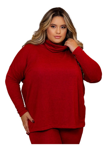 Conjunto Feminino Plus Size Calça E Blusa Inverno Gola Alta