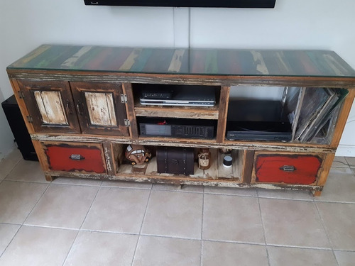 Mueble Vintage Tv Reciclado Patinado, Lustrado Como Nuevo