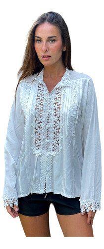 Camisa Blusa Importada Broderie Encaje Guipiur Calada Boho