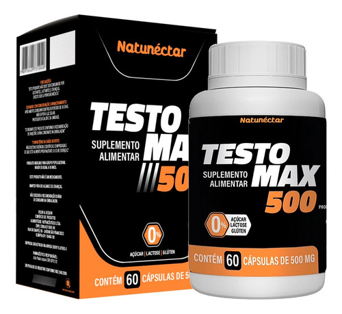 Suplemento Testomax 500 + Maca Peruana + Cafeina 60 Capsulas