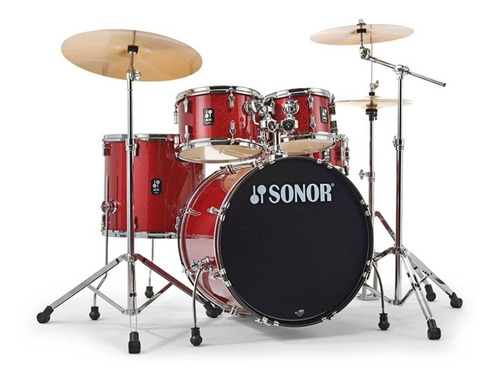 Sonor Aqx Stage 22 Bateria 5 Cuerpos Fierros Platillos Color Red Moon Sparkle