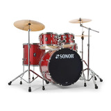 Sonor Aqx Stage 22 Bateria 5 Cuerpos Fierros Platillos Color Red Moon Sparkle