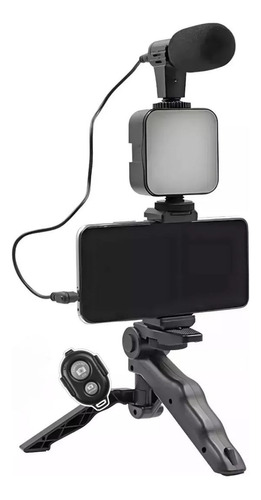 Kit Streaming Video Micrófono Trípode Led Iluminador Celular