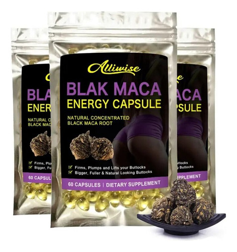 Maca Negra + Shilajit 100% Natura 60 Cap Crecimiento Glúteos