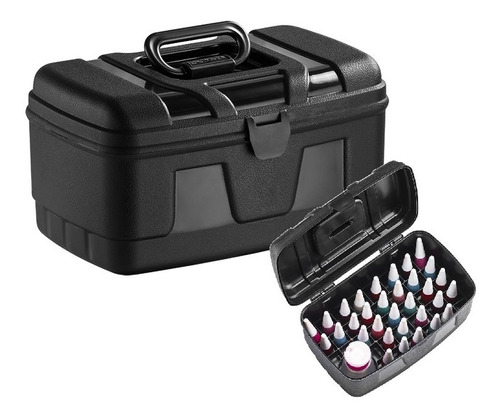 Maleta Organizadora Para Esmaltes Manicure + Porta Acetona Cor Preta