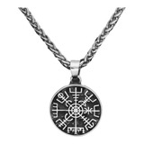 Collar Vegvisir Vikingo Titanio Moda Nordica Hombre Mujer