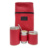 Set Mate Stanley Sin Termo Ecocuero Rojo Equipo Mate Madera