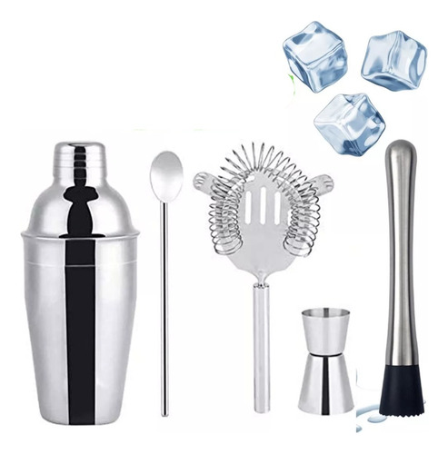 Kit Caipirinha Profissional Coqueteleira 500 Ml 5 Peças Inox