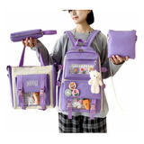 Set Escolar De Mochila, Bolsas, Lapicera De Lona, 4 Piezas