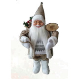 Boneco Papai Noel Plaquinha Natalino Decoração Cor Bege E Branco