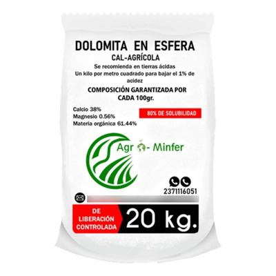 Cal-agricola Dolomita En Esfera 40 Kg | Envío gratis