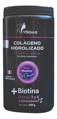 Colágeno Hidrolizado Mas Biotina Vsouls Blueberry 600grs