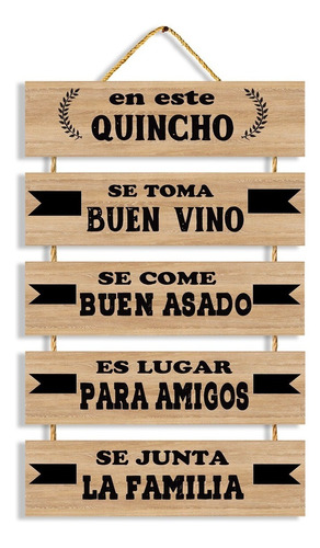 Cuadro Frases X5 Quincho Amigos Familia Colgante Vintage