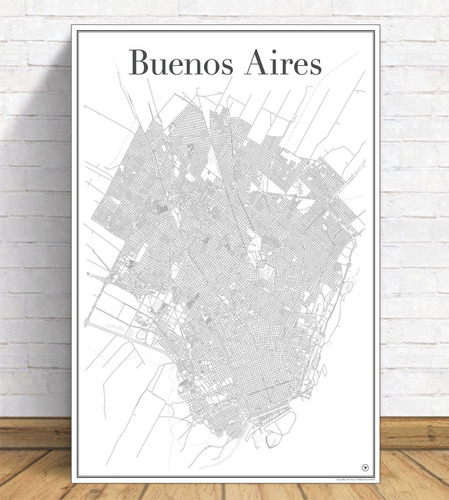 Cuadros Ciudad De Buenos Aires 27x42 Mapa Barrios Porteños 