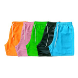 Kit Com 3 Shorts Mauricinho Neon Moda Praia Lisos