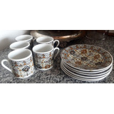 Juego De 5 Tazas Y 5 Platos Cafe Porcelana Fina Imp.japan