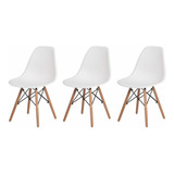 Kit 3 Cadeiras De Mesa Sala Jantar Charles Eiffel Eames Wood Cor Da Estrutura Da Cadeira Cadeira Para Mesa De Jantar Cozinha Com Encosto Charles Eames Eiffel Madeira Wood Branco