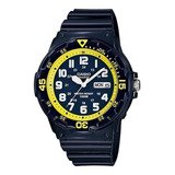 Reloj Casio Mrw-200hc-2bvdf Cuarzo Hombre Color De La Correa Negro Color Del Bisel Amarillo Color Del Fondo Azul