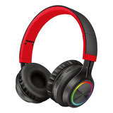 Headfone Bluetooth Com Luz De Led Cor Preto E Vermelho