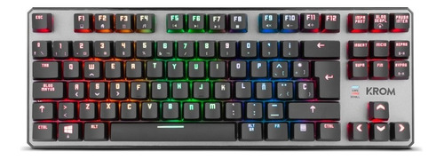 Teclado Gamer Krom Kernel  Tkl Qwerty Color Negro Y Gris Con Luz Rgb