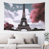 Adanti Eiffel Tower Print Tapestry Decorative Wall Soft Wid.