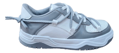 Zapatillas Sneakers Mujer Urbanas Air Force Blanca Y Gris