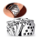 Anel Cartas Poker Vegas Vintage Ajustável Aço 316l Garantia