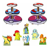 Kit Festa Pokémon Kit Com 2 Baleiros + 6 Totens De Mesa