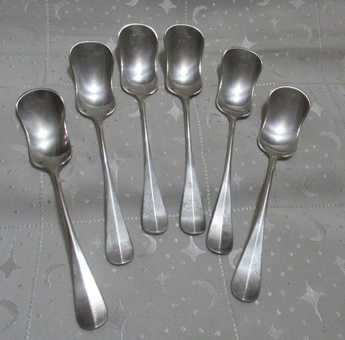 Antiguo Set 6 Cucharas Postre Helado Alpaca Brousse 14.50 Cm