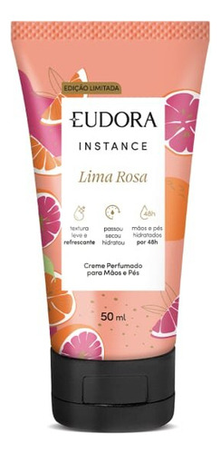  Creme Perfumado Para Mãos/pés Instance Lima Rosa 50ml Eudora