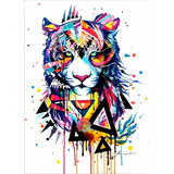 Kit Pinta Por Numeros Sobre Lienzo Tigre Colores Acrilica