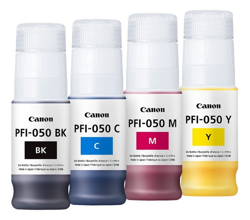 Kit 4 Botellas Tintas Canon Pfi-050 Bk, C, M, Y Ploter Tc-20