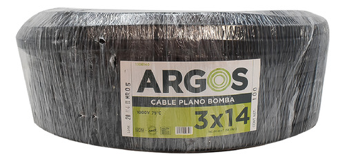 Cable Plano Bomba 3x14 Argos 100%cobre 1000v Caja 100m Negro