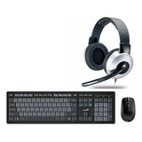 Combo Pc Teclado Mouse Inalambricos + Auricular C/mic Genius