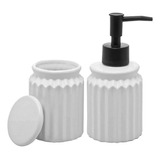 Kit Lavabo Banheiros De Cerâmica Branco 2 Peças Stripes Lyor