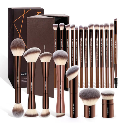 20 Brochas Maquillaje Profesional Con Estuche Alta Calidad Color Marrón | Envío gratis