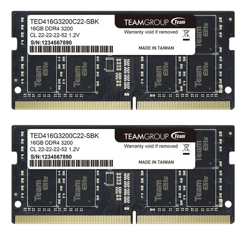 Memoria Ram Teamgroup Elite, 2 X 16 Gb, Ddr4 3200mhz, Sodimm