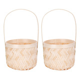 Cesta De Bambú Portátil Jarrones Home Decor, 2 Unidades