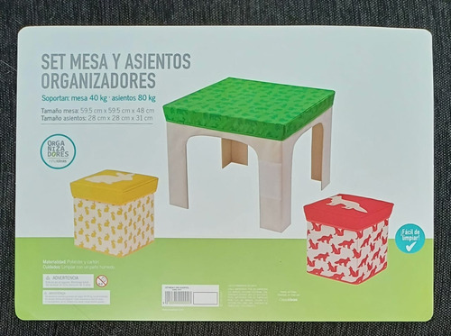 Set Mesa Infantil Con Asientos Organizadores Desarmables