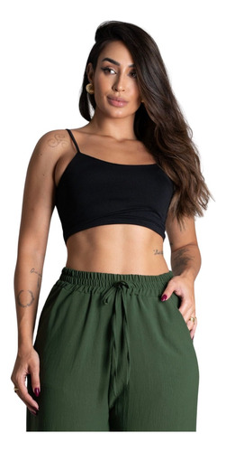 Cropped Top Blusa Alcinha Fina Alça Segunda Pele Suplex Novo