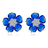 Crystalline Azuria Mujeres 18k Oro Blanco Plateado Azul Simu