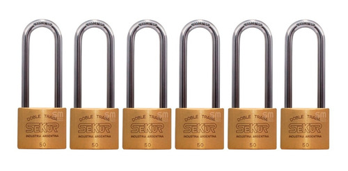 Candados Hermanados Sekur 50 Arco Mediano Bronce X 6 Unid