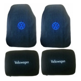 Kit 4 Tapetes Alfombra Vw Logo Azul Jetta Clasico Cl 2013