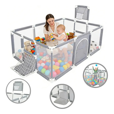 Corralitos Para Bebe Talla Grande Corral Gimnasio Juegos Plegable Gris | Meses sin interés