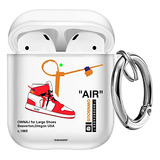 Funda Para AirPods 1/2 Gen + Llavero-diseño Deportivo Blanco